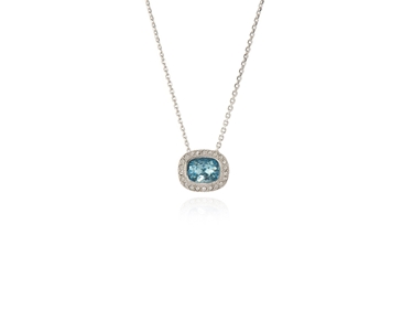 Crystal  Ganya Pendant  | Rhodium Aquamarine