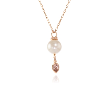 Crystal  Saki Pendant  | Pink Gold Cream Rose Pearl
