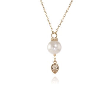 Crystal  Saki Pendant  | Gold White Pearl