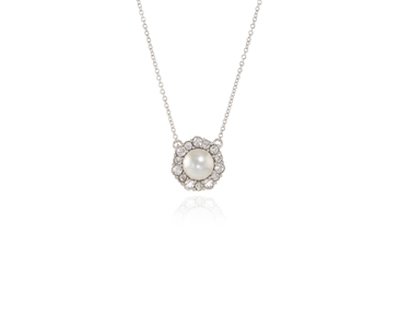Crystal  Raiyo Pendant  | Rhodium White Pearl
