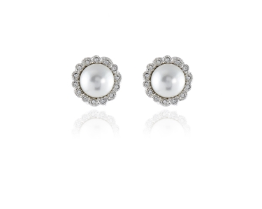Crystal  Florentine Clip Earrings  | Rhodium White Pearl