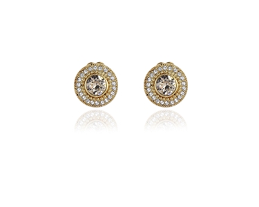 Crystal  Bree Clip Earrings  | Gold Light Silk
