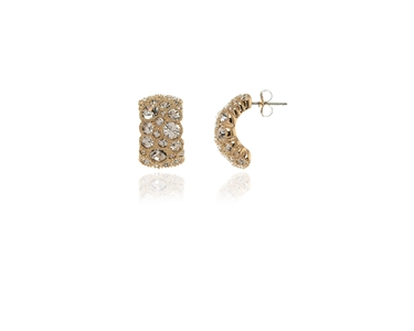 Crystal  Halo Pierced Earrings  | Gold Crystal