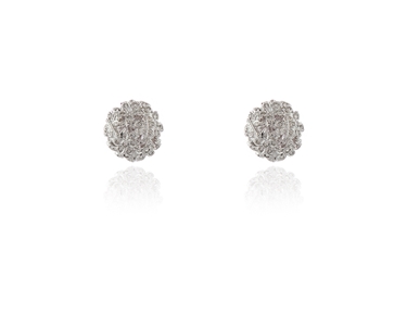 Crystal  Flower Ball Clip Earrings  | Rhodium Crystal