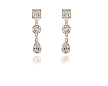 Crystal  Melange Pierced Earrings  | Rhodium Crystal