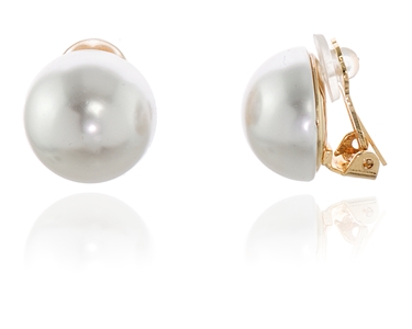 Bibi 18mm EC Clip Earrings   Gold Pearl