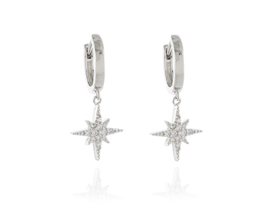 North Star TW Top Wire Earring   Rhodium Crystal