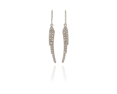 Crystal  Angel Wing Hook Wire Earrings  | Rhodium Silver Shade