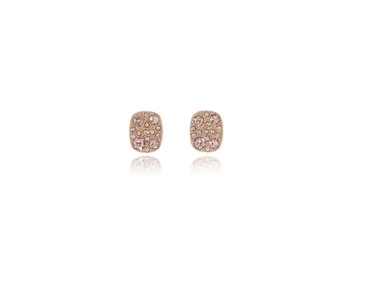 Crystal  Centric Pierced Earrings  | Pink Gold Vintage Rose