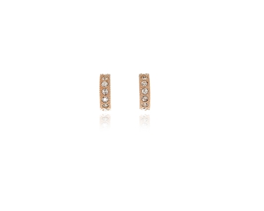 Crystal  Saga Pierced Earrings  | Pink Gold Crystal