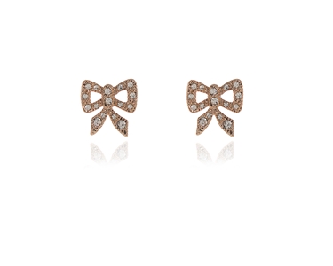 Crystal  Cute Bow Pierced Earrings  | Pink Gold Crystal