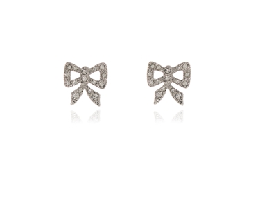 Crystal  Cute Bow Pierced Earrings  | Rhodium Crystal