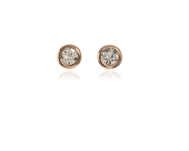 Crystal  Solitair/M Pierced Earrings  | Pink Gold Crystal