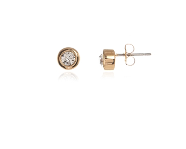 Crystal  Solitair/S Pierced Earrings  | Gold Crystal