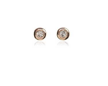Crystal  Solitair/S Pierced Earrings  | Pink Gold Crystal