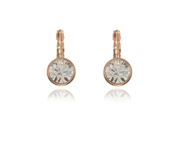 Crystal  Elise Lever Back Earrings  | Pink Gold Crystal