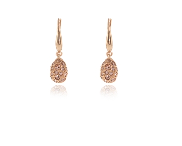 Crystal  Ona/Tear Lever Back Earrings  | Pink Gold Vintage Rose