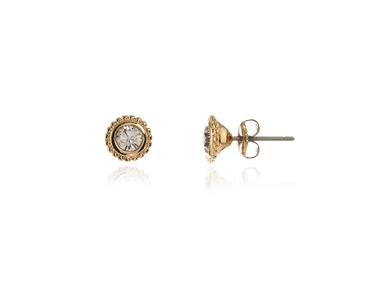 Crystal  Bree/Solitair Pierced Earrings  | Gold Crystal