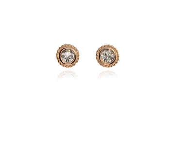 Crystal  Bree/Solitair Pierced Earrings  | Pink Gold Crystal