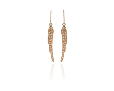 Crystal  Angel Wing Hook Wire Earrings  | Gold Golden Shadow