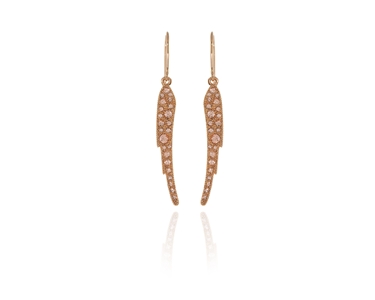 Crystal  Angel Wing Hook Wire Earrings  | Pink Gold Vintage Rose