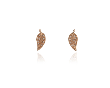 Crystal  Leafy Pierced Earrings  | Pink Gold Crystal