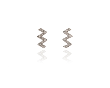 Crystal  Zig Zag Pierced Earrings  | Rhodium Crystal