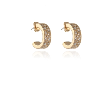 Crystal  Bardot Pierced Earrings  | Gold Crystal