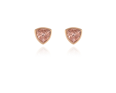 Crystal  Trilliant Pierced Earrings  | Pink Gold Vintage Rose
