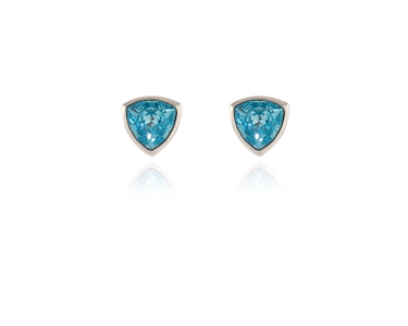 Crystal  Trilliant Pierced Earrings  | Rhodium Aquamarine