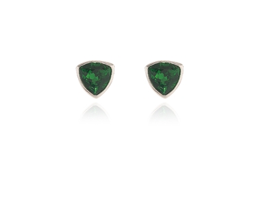 Crystal  Trilliant Pierced Earrings  | Rhodium Moss Green