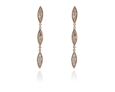 Crystal  Sphinx Drop Pierced Earrings  | Pink Gold Crystal