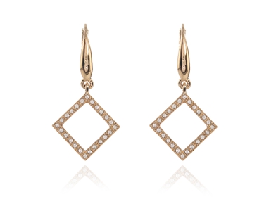 Crystal  Cubitz Lever Back Earrings  | Gold Crystal