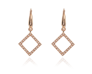 Crystal  Cubitz Lever Back Earrings  | Pink Gold Crystal