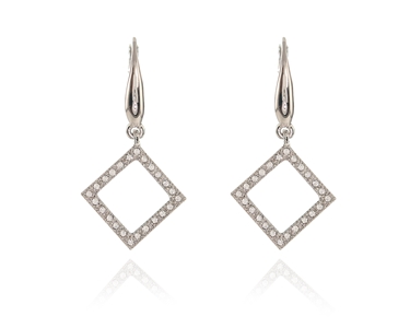 Crystal  Cubitz Lever Back Earrings  | Rhodium Crystal