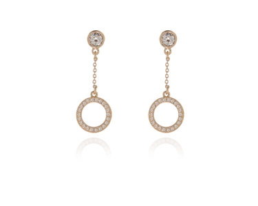 Crystal  Hamo Pierced Earrings  | Gold Crystal