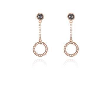 Crystal  Hamo Pierced Earrings  | Pink Gold Silver Night