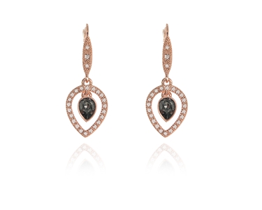 Crystal  Taja Lever Back Earrings  | Pink Gold Silver Night