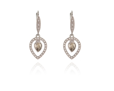 Crystal  Taja Lever Back Earrings  | Rhodium Silver Shade