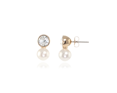 Crystal  Mimi 8mm Pearl Earrings  | Gold White Pearl