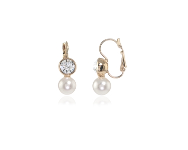 Crystal  Mimi Pearl Earrings  | Gold White Pearl