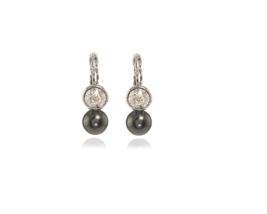 Crystal  Mimi Pearl Earrings  | Rhodium Black Pearl
