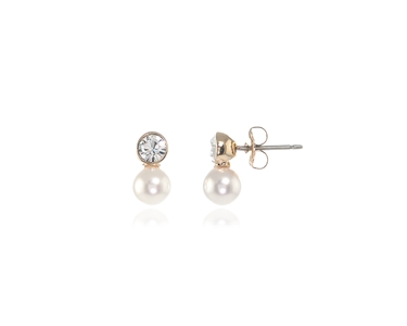 Crystal  Mim Pearl Earrings  | Gold White Pearl
