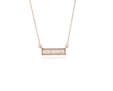Crystal  Le Baguette Necklace  | Pink Gold Crystal