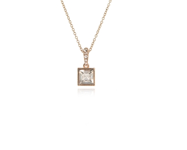 Crystal  Square Pendant  | Pink Gold Crystal