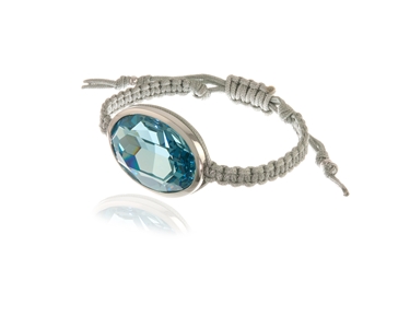 Crystal  Maddy Nautical Cord Bracelet  | Rhodium Aquamarine