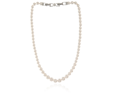 Crystal  Mimi Necklace  | Rhodium White Pearl