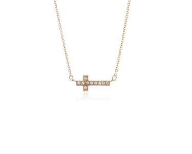 Crystal  Long Cross Necklace  | Gold Crystal