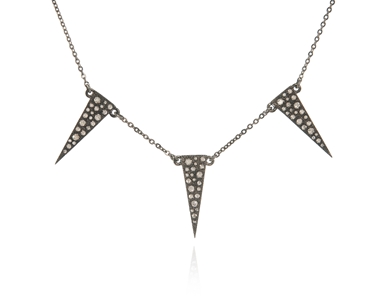 Crystal  Dart Necklace  | Gun Metal Silver Shade