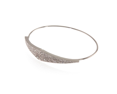 Crystal  Dart Spring Bangle  | Rhodium Silver Shade